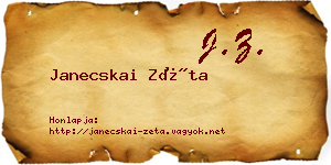Janecskai Zéta névjegykártya